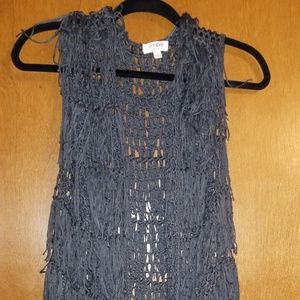 Umgee fringe vest, charcoal gray